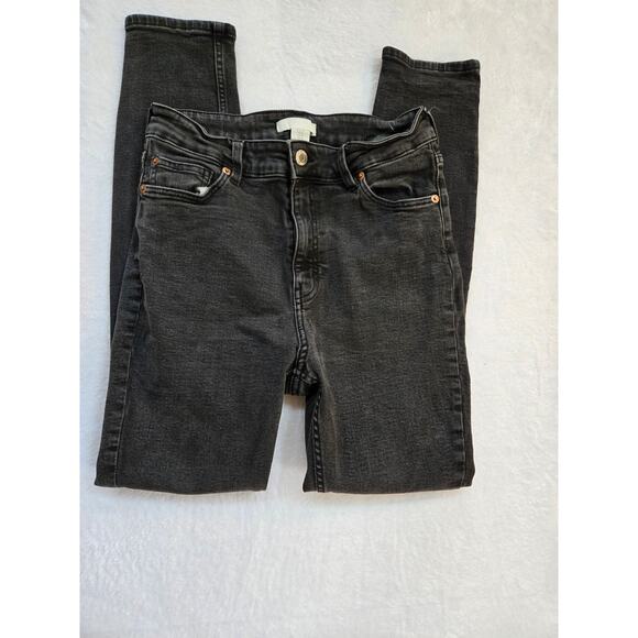 Womens Sz 8- H&M Skinny Black Denim Jeans. Stretchy - Picture 1 of 6